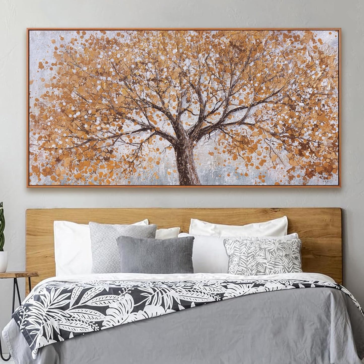 Wall Art Gold Abstract Tree Of Life Framed Artwork Canvas Painting Textured Tree Pictures Large Wall Decor For Living Room Bedroom Dining Room Home Office Decor 29"X58" With Framed