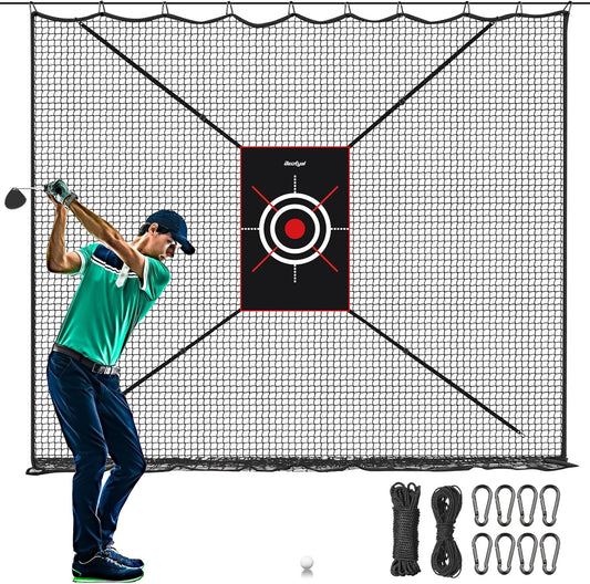 Golf Netting 7Ft,10Ft,15Ft,20Ft Golf Practice Net for Garage, Sport Practice Barrier Net, Heavy Duty Nylon Sport Netting Golf Hitting Net for Baseball, Hockey, Soccer, Tennis DIY Ball Net for Backyard