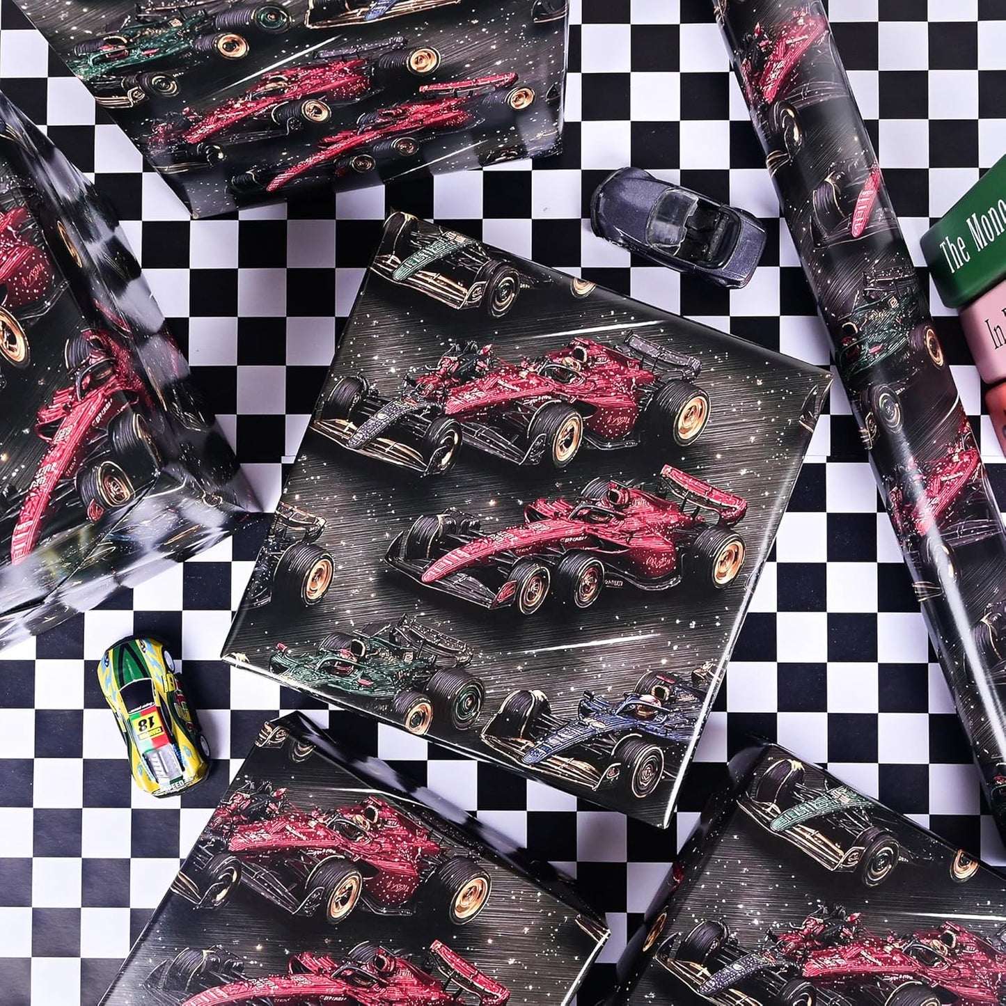 Altarho Race Car Wrapping Paper Roll for Kids Boys - Racing Car Design Birthday Gift Wrap Sheets for Holidays, Birthdays, Babay Shower and Christmas Total 28.5sq.ft