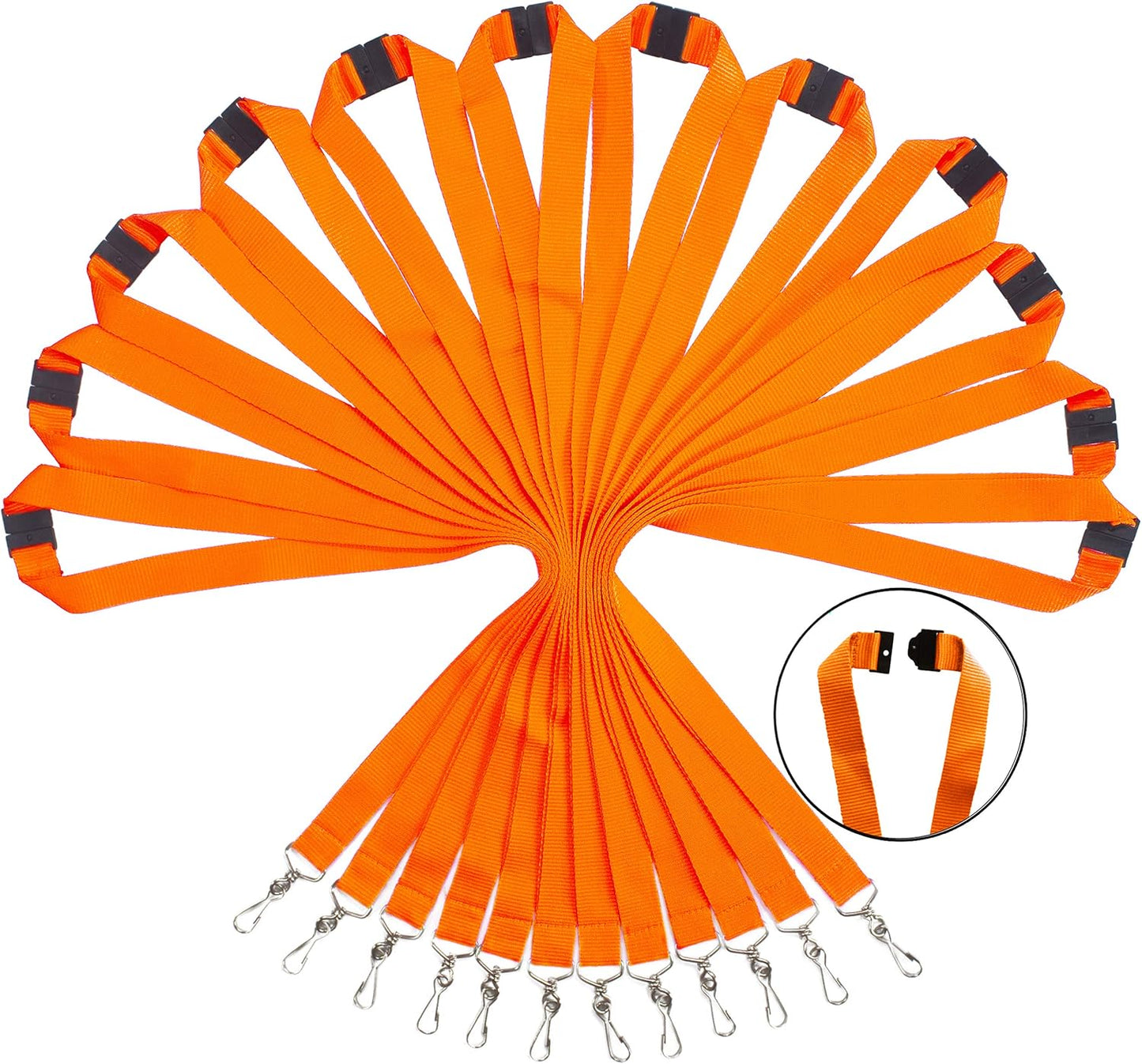 12 Pack Breakaway Lanyards Durable Neck Straps for Schools, Office, Cruise, Orange