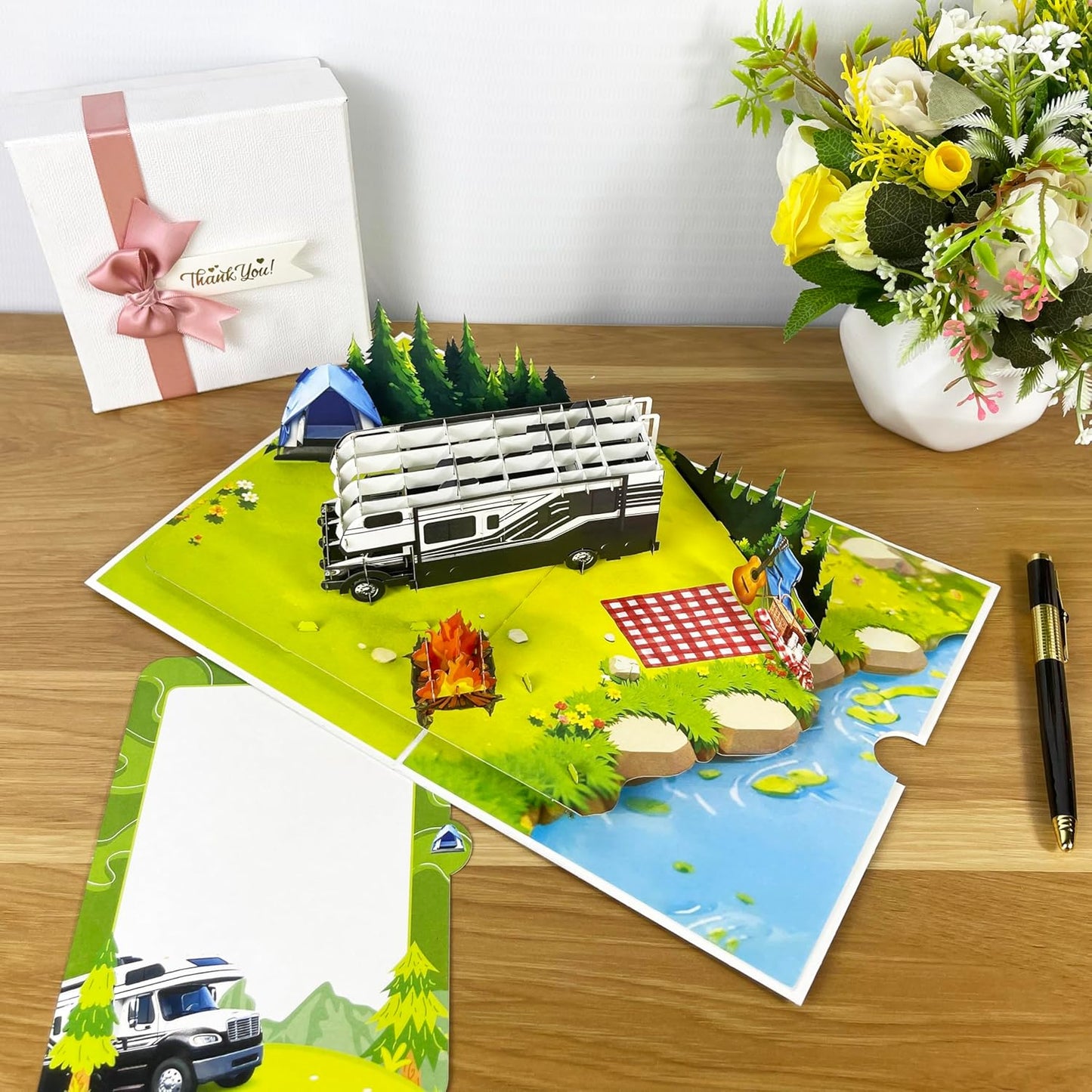 3D Camping Popup Card - Handmade Outdoor Paper Art for Birthday, Anniversary, Christmas, Father’s Day - Greeting Card Gift for Him, Her, Dad, Son, Husband, Wife, Camper, Adventure Lover