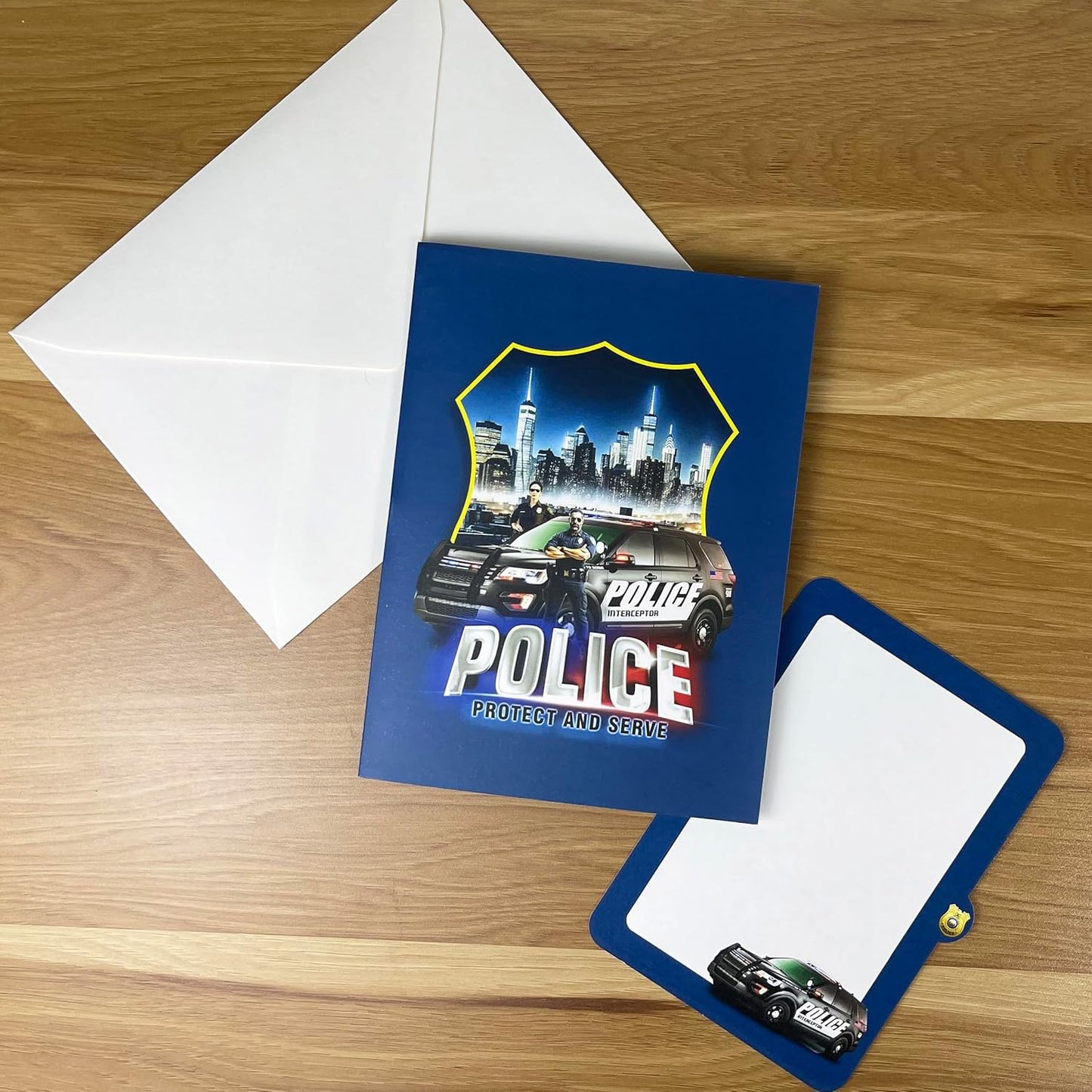3D Police Car Popup Card - Handmade Law Enforcement Paper Art for Birthday, Anniversary, Christmas, Father’s Day - Greeting Card Gift for Him, Her, Dad, Son, Husband, Wife, Police Officer