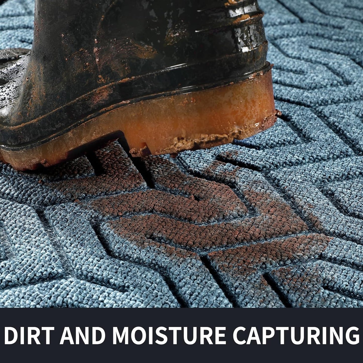 Yimobra Large Door Mat Outside Entrance 47x32, Waterproof Heavy Duty Outdoor Mats for Front Door, Non Slip Rubber Entry Mat for Garage Patio Indoor, Easy Clean, Mix Blue