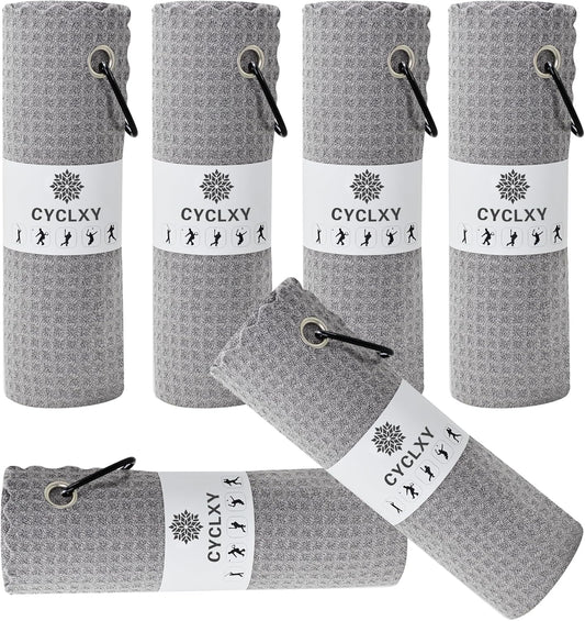 6 Pcs Golf Bag Towels,16" X 16",Microfiber Waffle Pattern for Golf Bags Towel for Men Women,Fishing Essentials Gifts with Carabiner Clip,Dish Cloth,Kitchen Clean Towels