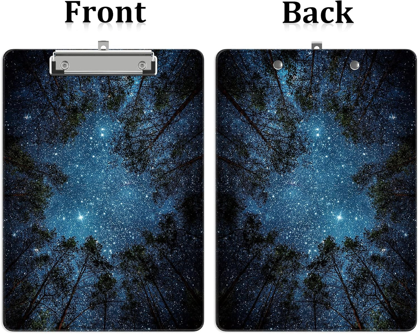 Plastic A4 Clipboards, Cute Clip Board Stardard Letter Size 9 x 12.5 in, Office Decorative for Students Women Men and Kids, Night Sky