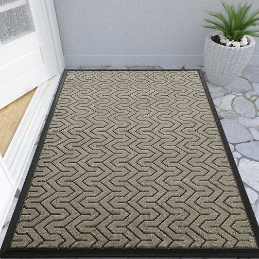 Yimobra Large Door Mat Outside Entrance 47x32, Waterproof Heavy Duty Outdoor Mats for Front Door, Non Slip Rubber Entry Mat for Garage Patio Indoor, Easy Clean, Beige
