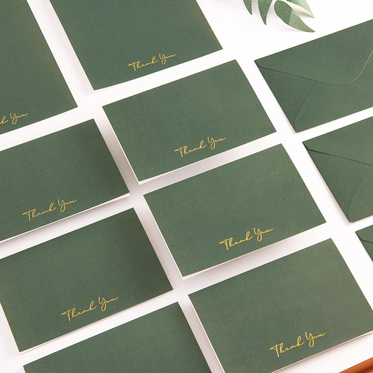 Crisky Green Thank You Cards with Envelopes & Stickers， 50 Pack Bridal Shower Graduation Thank You Cards Small Business, Wedding Baby Shower Birthday Funeral Notes Bulk