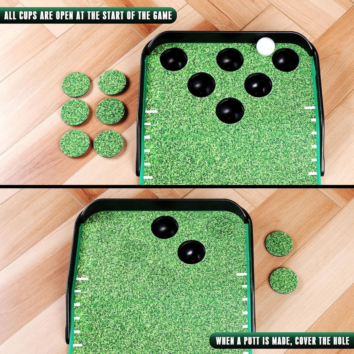 CHAMPKEY Golf Putting Green Indoor - Advanced Guides Golf Putting Mat - Enhance Putting Accuracy and Challenge