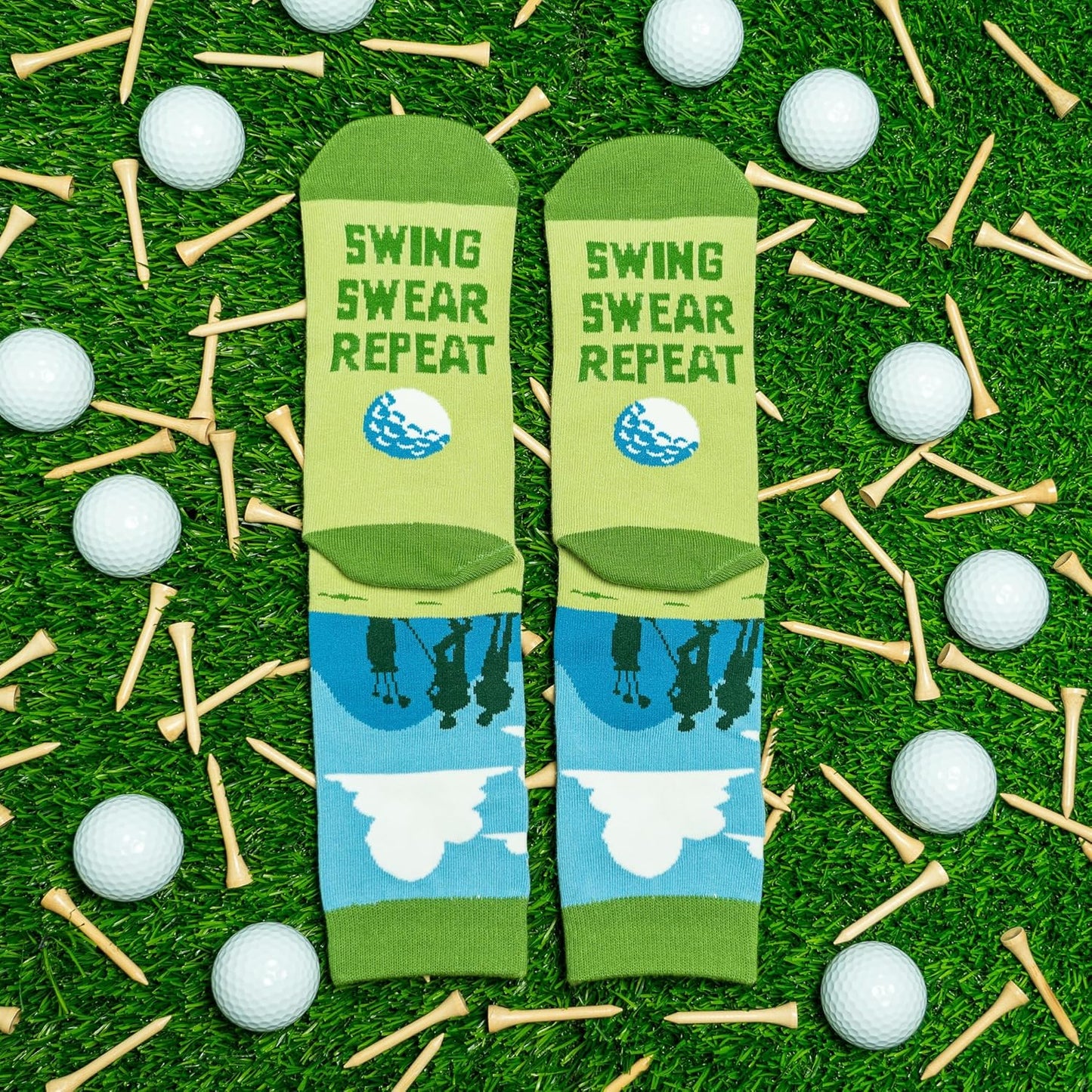 Lavley Funny Golf Socks - Fun gift for golfers - Unisex one size fits most - Great for birthdays or stocking stuffers