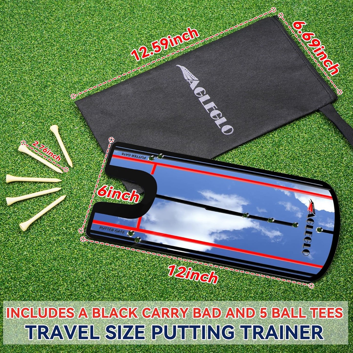 prowithlin Golf Putting Mirror Training Aid - 12'L x 6'W Acrylic with Putter Line Mirrored, Putting Trainer for Golfer Align Eyes, Body, Putter Face, Golf Training Aid Equipment