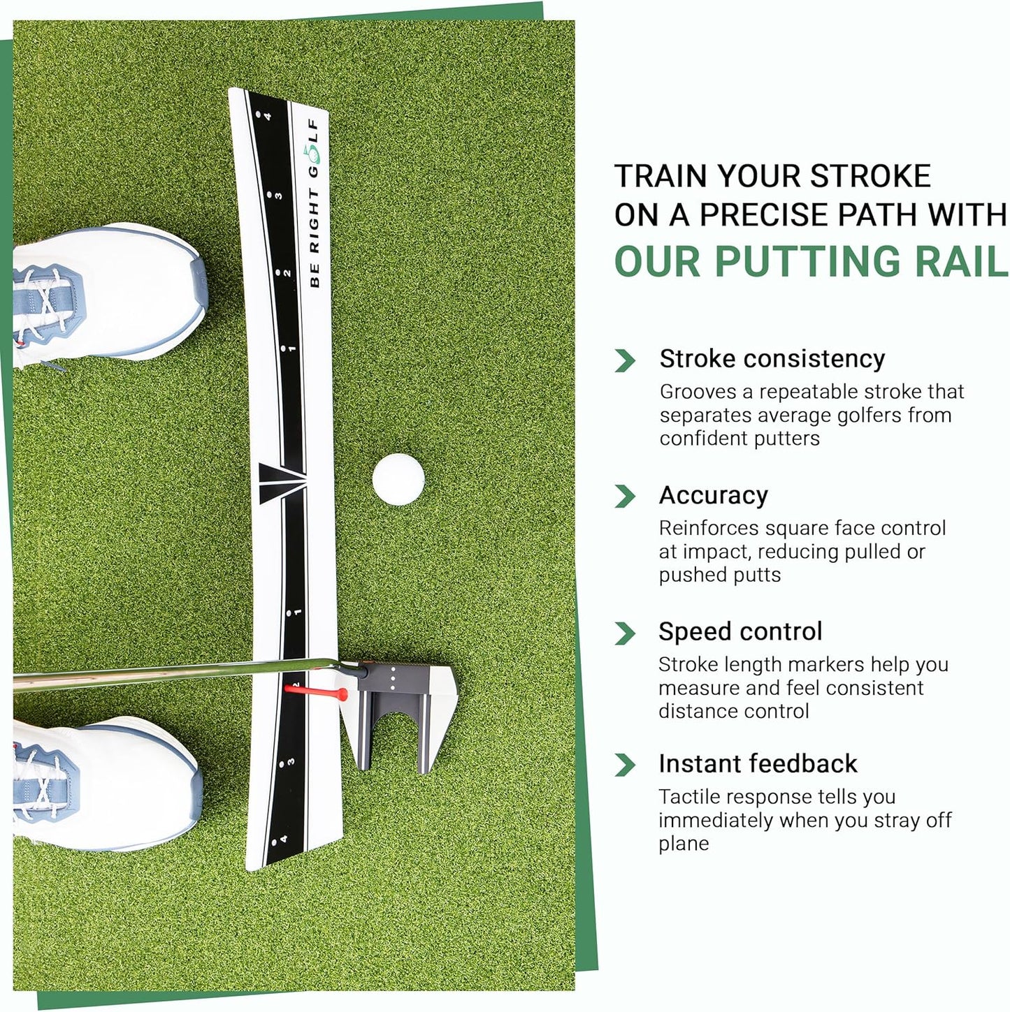 Putting Plane Rail – Portable Golf Putting Stroke Trainer for Indoor & Outdoor Use – Golf Training Aid for Putting - Improve Accuracy, Distance Control & Consistency