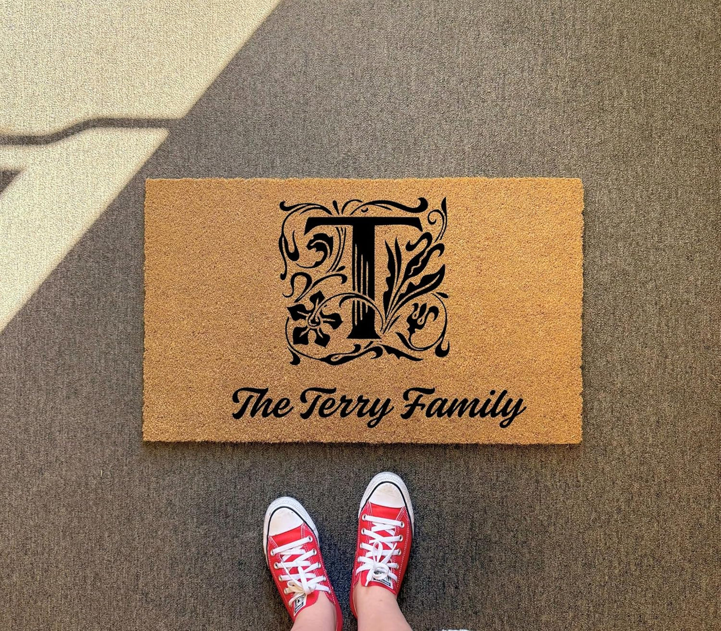 clicked craft Personalized Door Mat with Monogram - Custom Doormat with Anti-Slip Backing - 3 Size Options - Family Doormat Custom Door Mats for Front Door Front Door Mat for Outdoor Decor