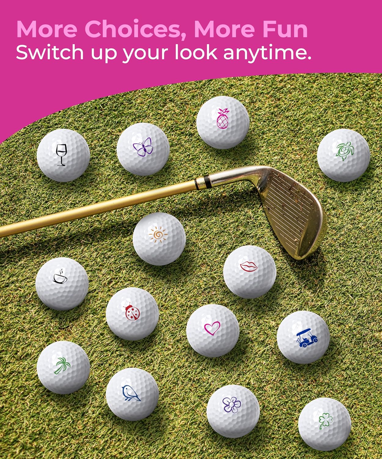 Self-Inking Golf Ball Stamp | Chic & Fun Golf Ball Stamper | Fast-Drying, Waterproof Golf Ball Marker Stamp | Reusable Golf Accessories for Women | Golfer Gifts | Golf Gadgets