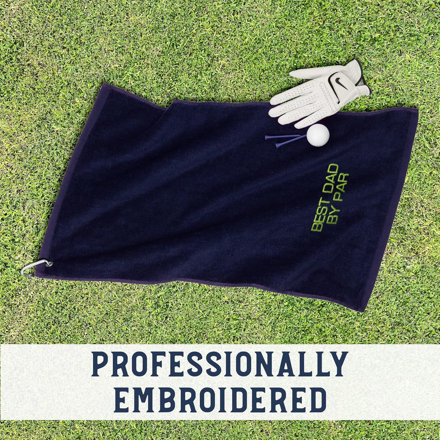 Golf Towel with Custom Text – Personalized Embroidered Golf Towel for Golfers, Microfiber Towel with Hook for Golf Bag, Golf Gifts for Men, Women