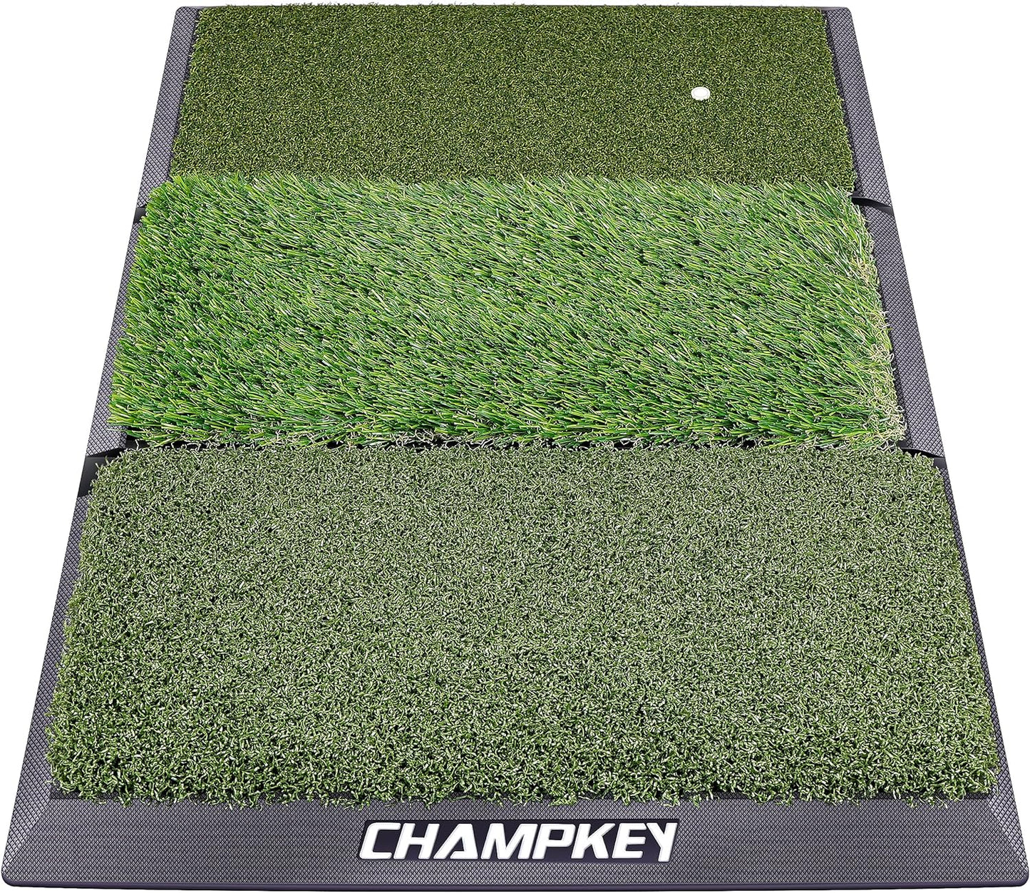 CHAMPKEY Professional Tri-Turf Golf Hitting Mat | Heavy Duty Rubber Backing Practice Mat Ideal for Indoor and Outdoor Training