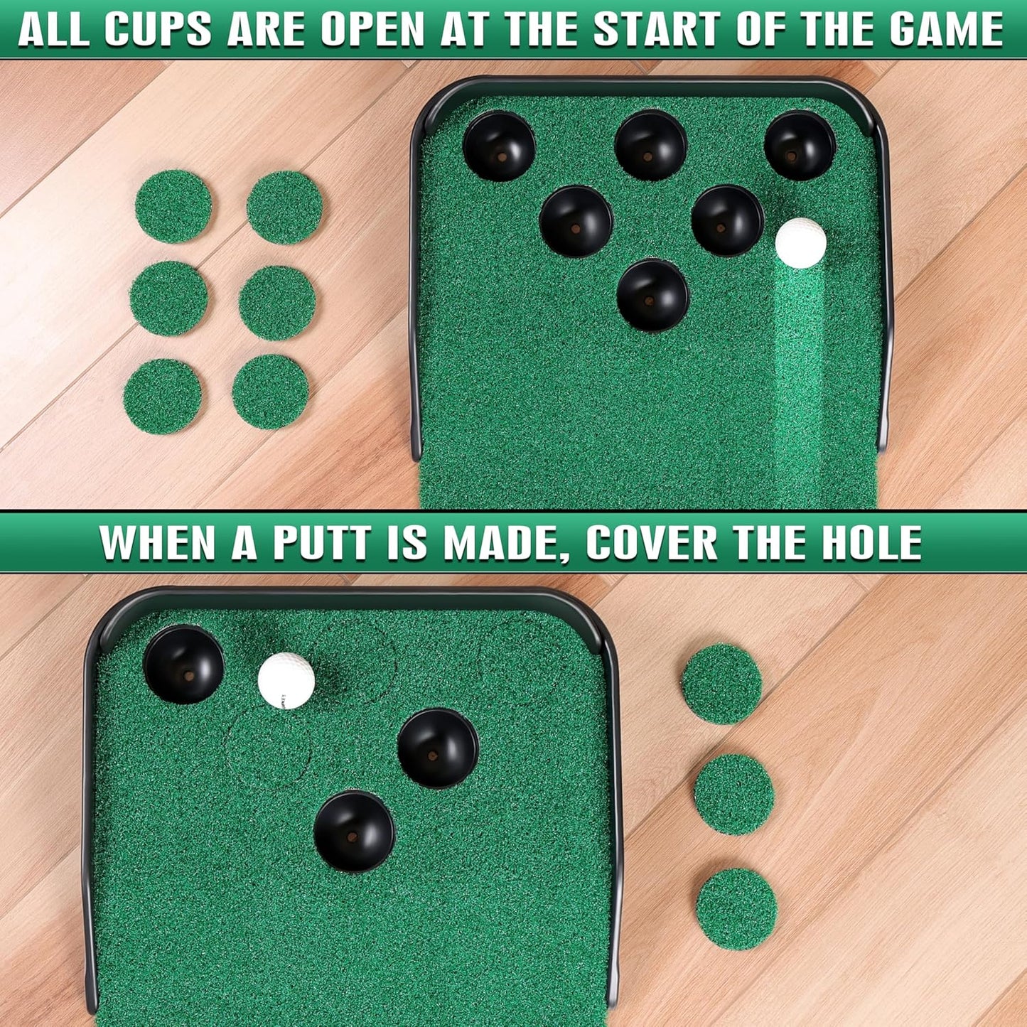 CHAMPKEY Golf Putting Green Indoor - Advanced Guides Golf Putting Mat - Enhance Putting Accuracy and Challenge