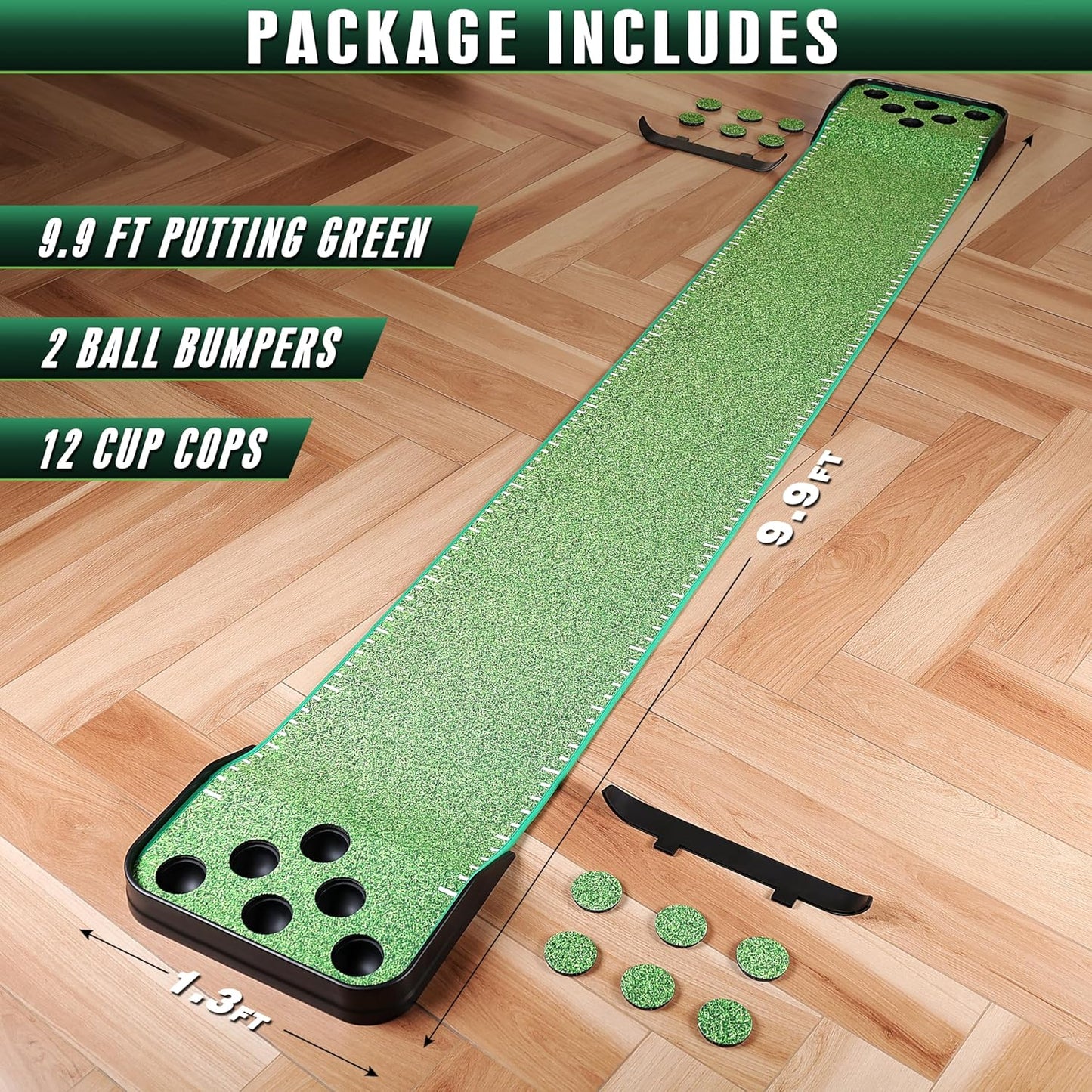 CHAMPKEY Golf Putting Green Indoor - Advanced Guides Golf Putting Mat - Enhance Putting Accuracy and Challenge